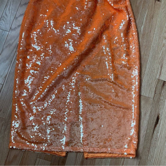 New - Caroline Constas Orange Sequin Halter Party Dress - prom dress - Picture 6 of 15